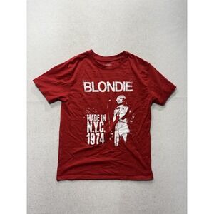 Blondie Shirt Unisex Kids M 8 Red Made In NYC 1974 Graphic Tee Band Music